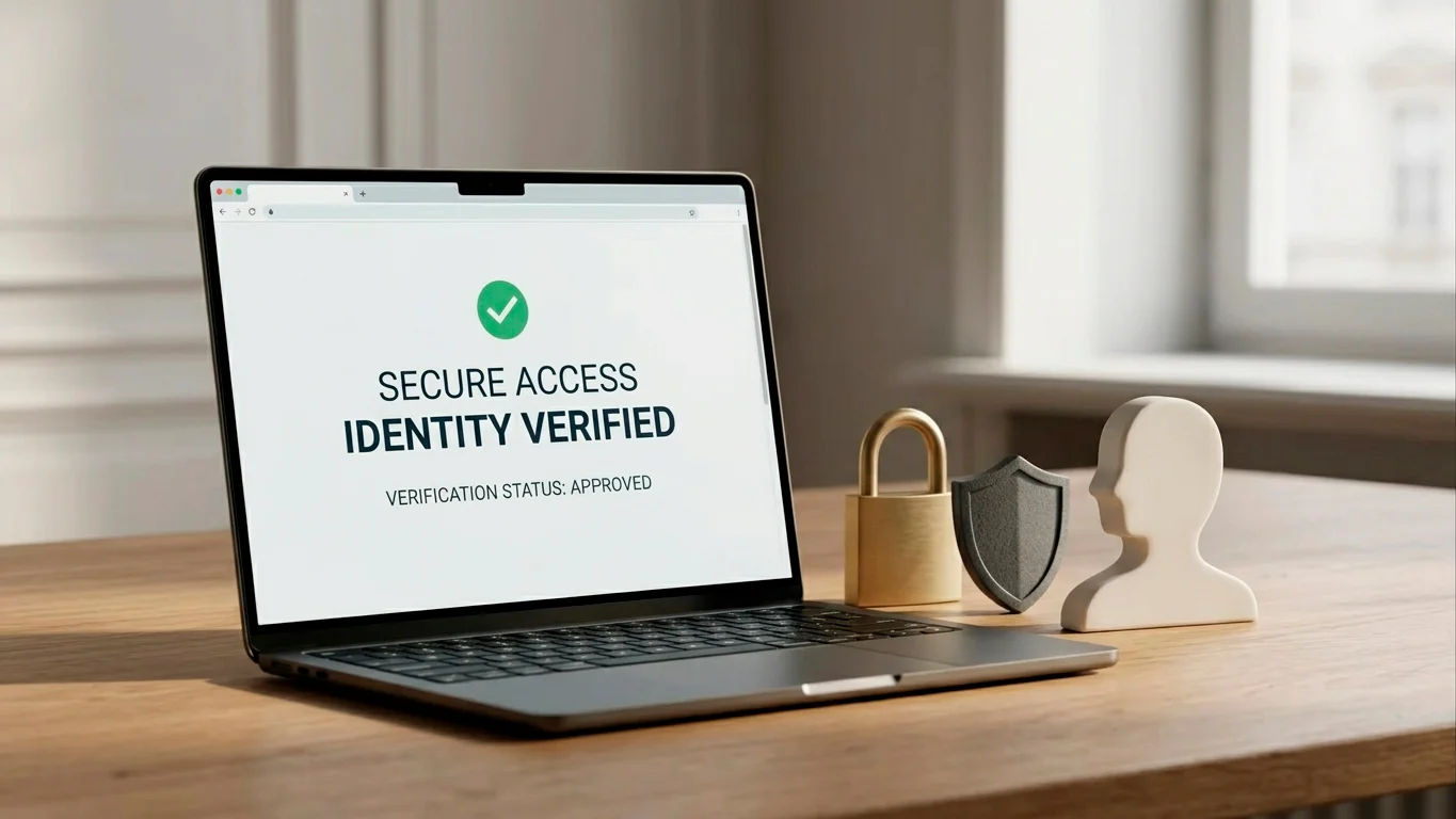 Golden Pharaoh KYC UK illustration of an identity verification checklist with document silhouettes